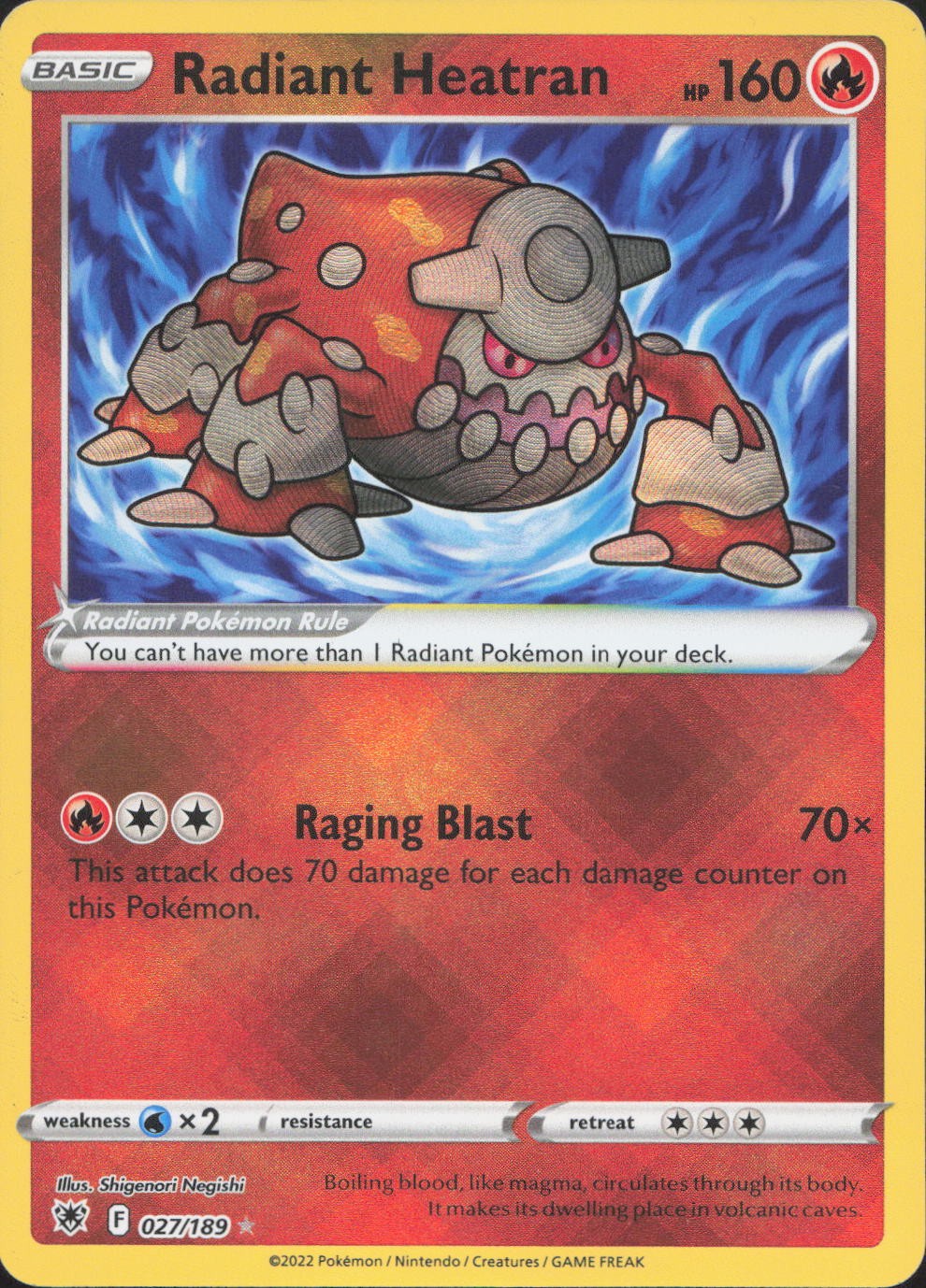 Radiant Heatran 027/189 Radiant Rare Astral Radiance Pokemon Near Mint