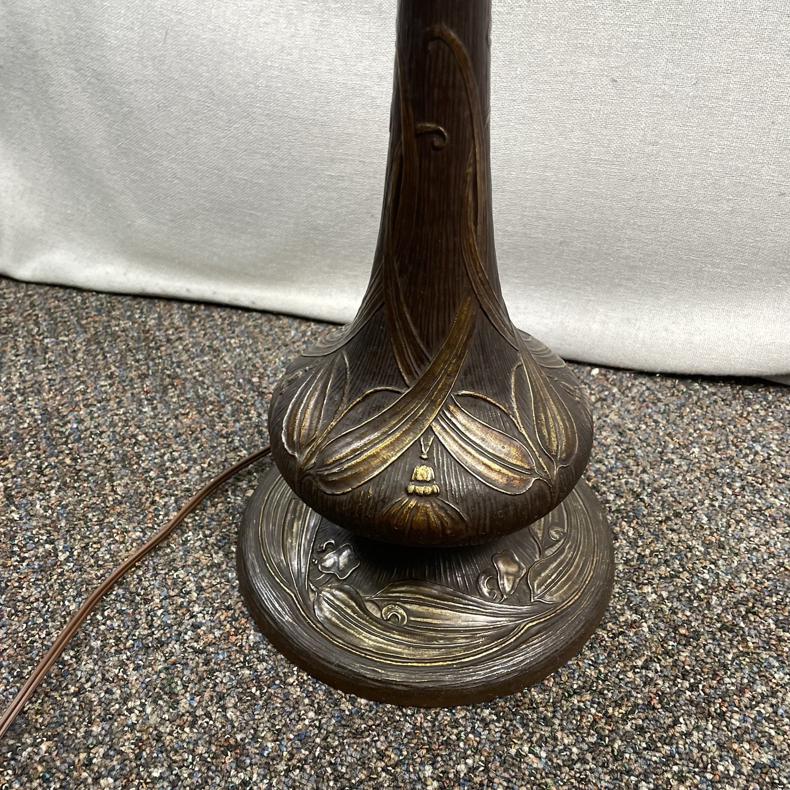Antique Bradley & Hubbard Reverse Painted Lamp Arts Crafts Nouveau Glass