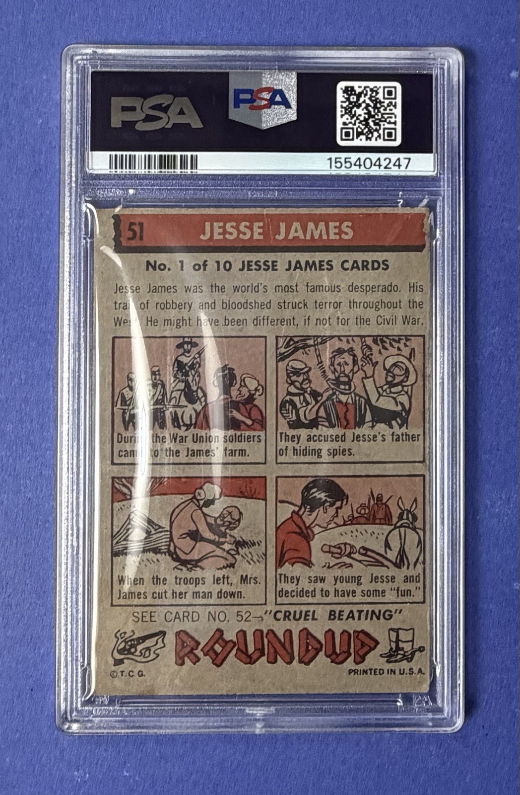1956 Round-Up Jesse James #51 PSA 1 PR