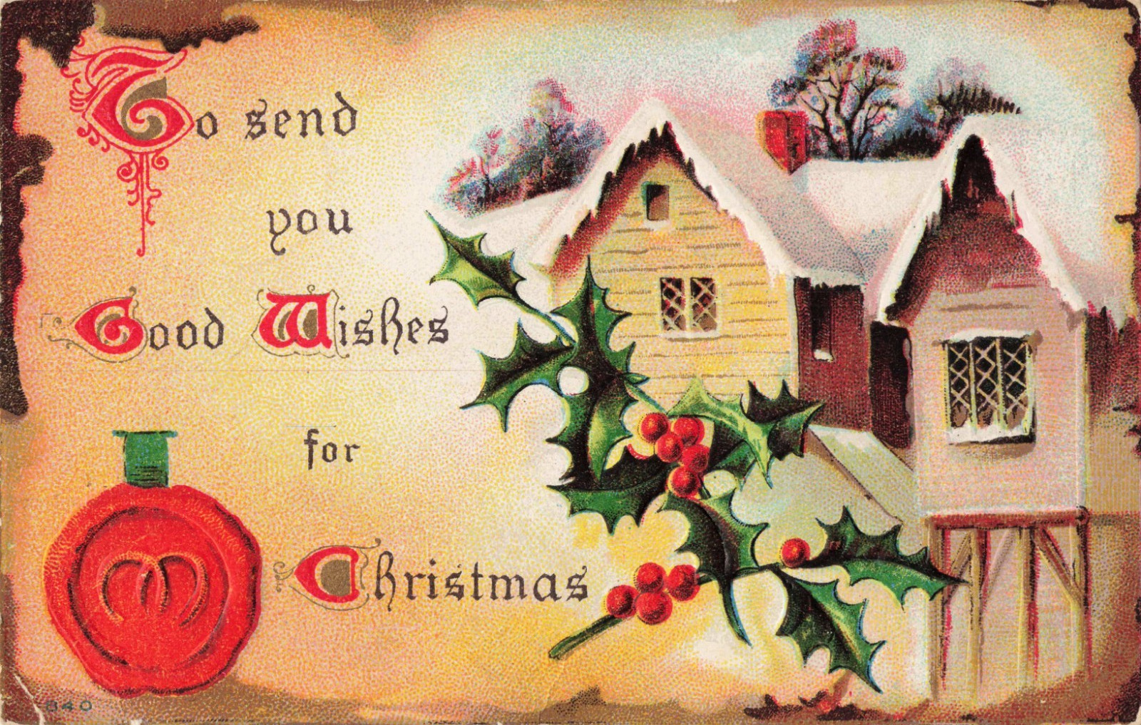 Antique Christmas Postcard Divided Back Embossed (4e)