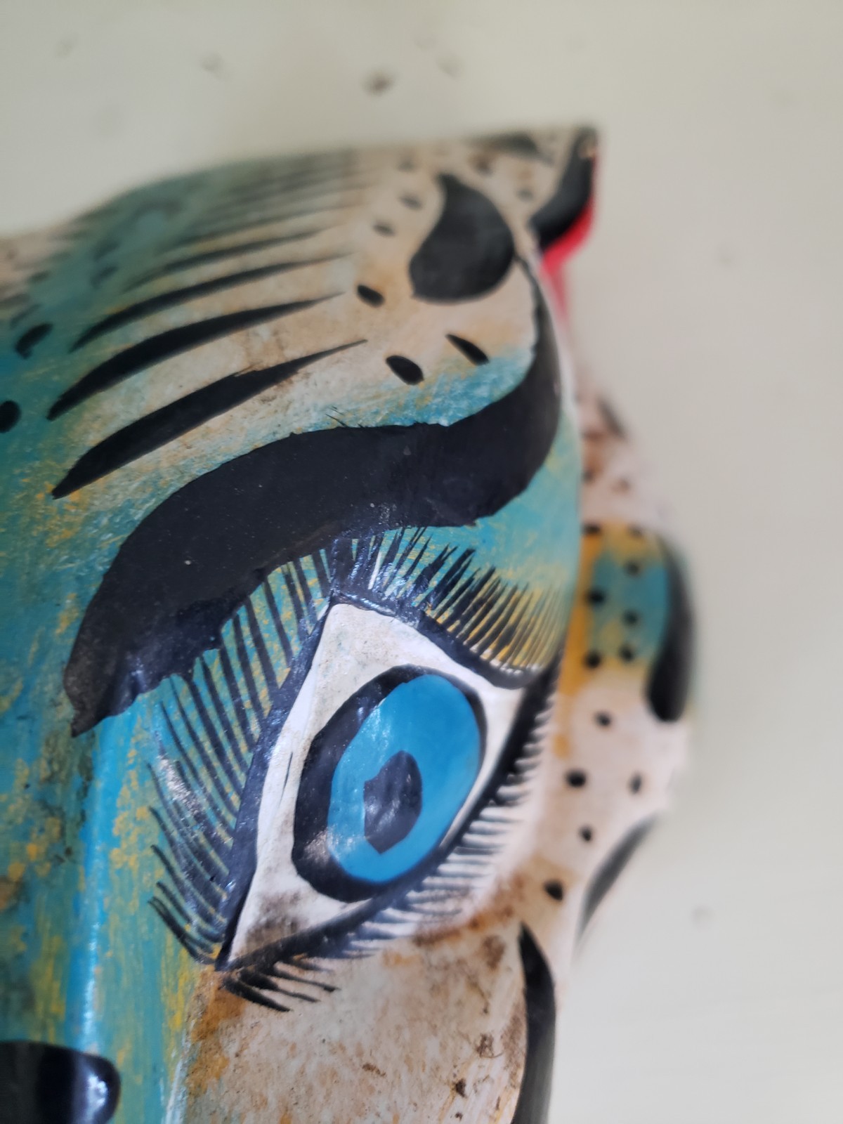 Vintage Mexican Folk Art, Tiger?leopard? Wild Cat Mask Wall Decor