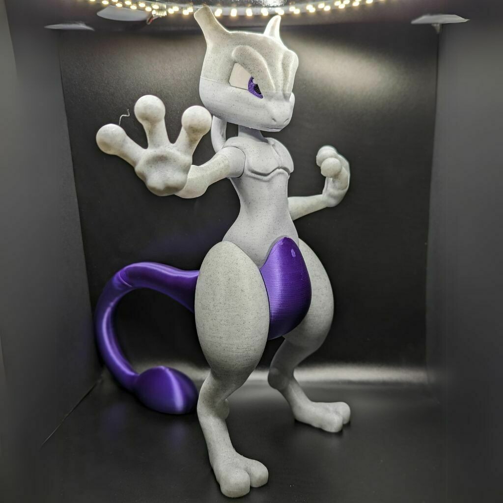 3D Printed -Mewtwo #150 Figure- 9″ Tall 3D Printed -PLA Plastic