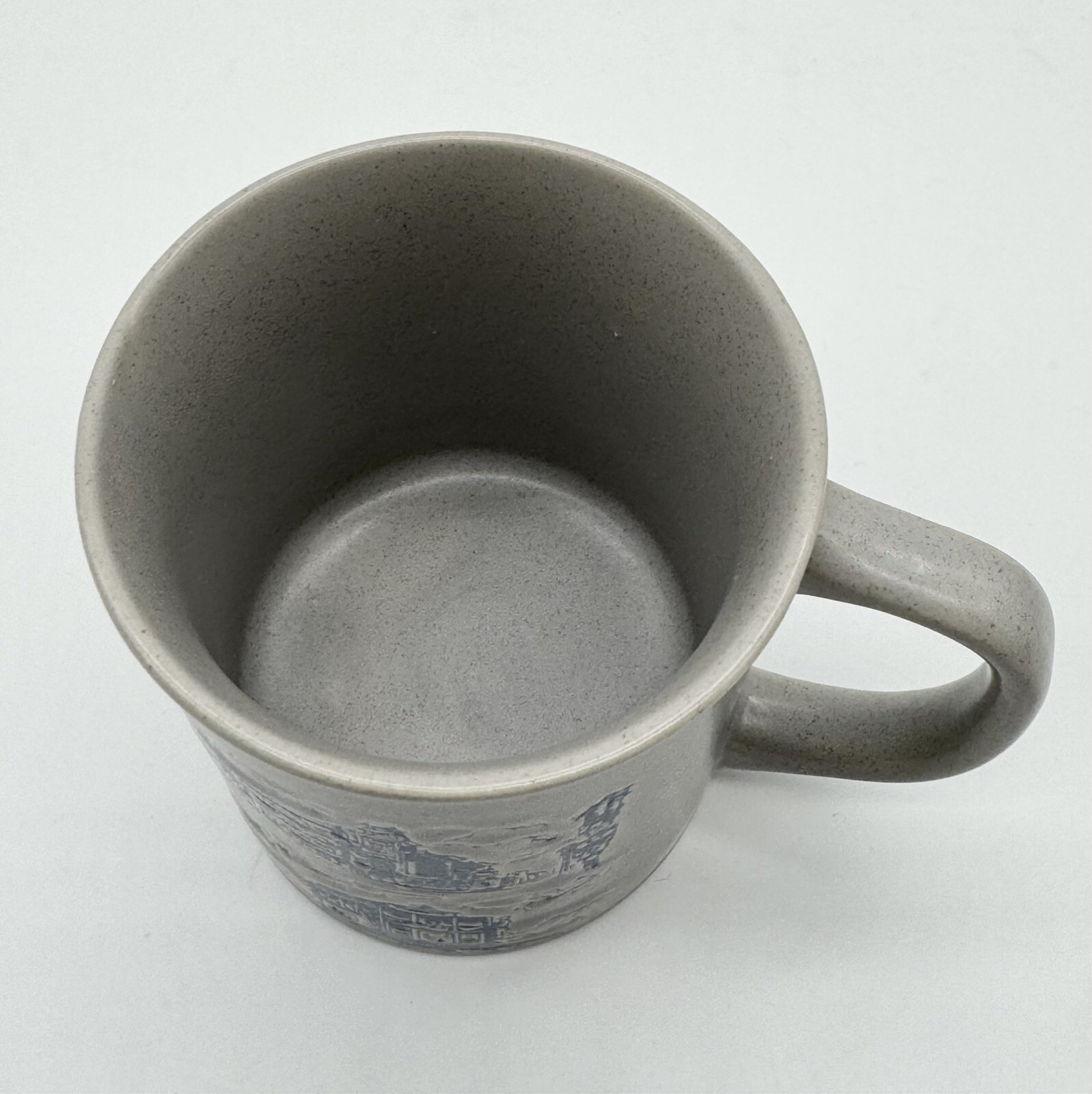 San Francisco Mug Japan Vintage Light Gray with Blue Speckles and Scenes