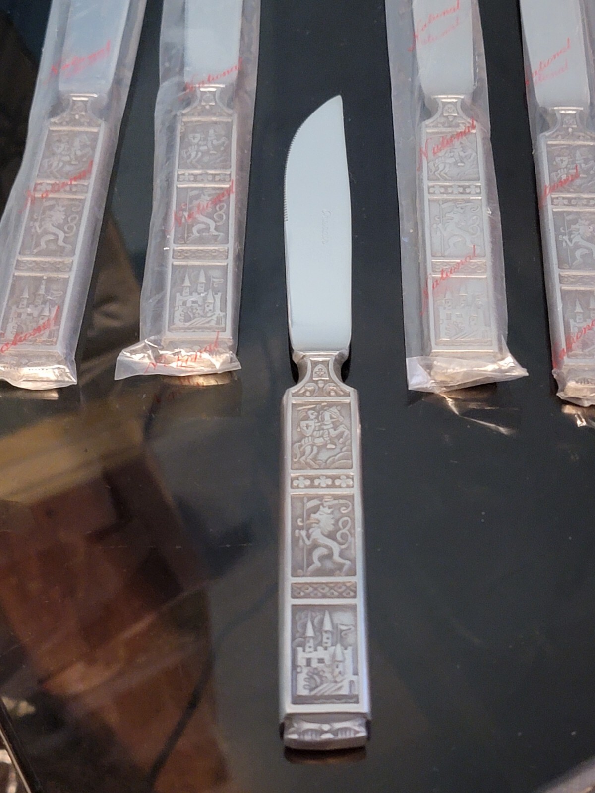 Pewter Steak Knives Set 6 Crusader In Plastic Unused