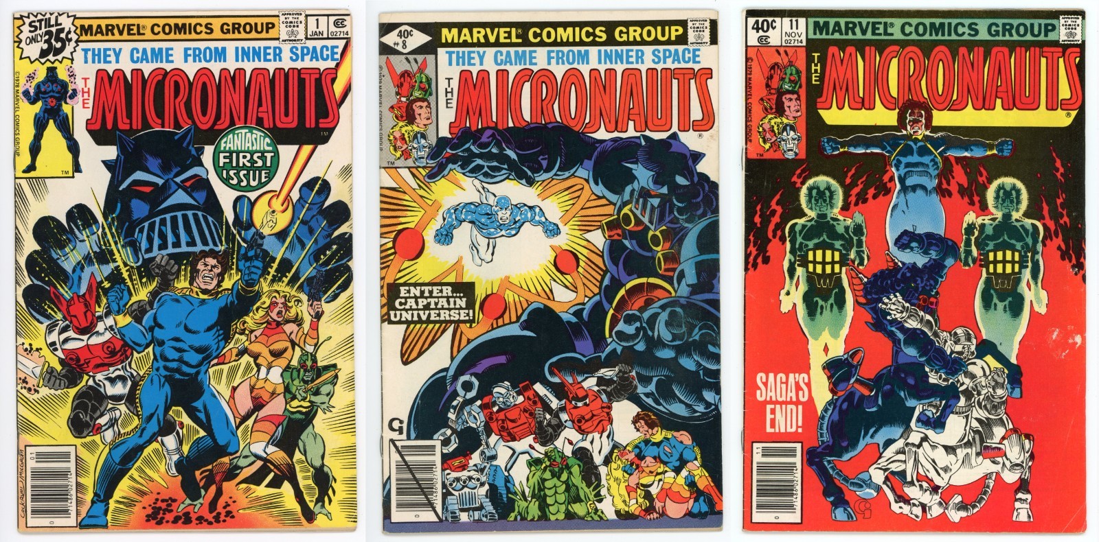 Micronauts #1 #8 #11 LOT 1st appearance KEY ISSUES 1st Captain Universe RUN 1979