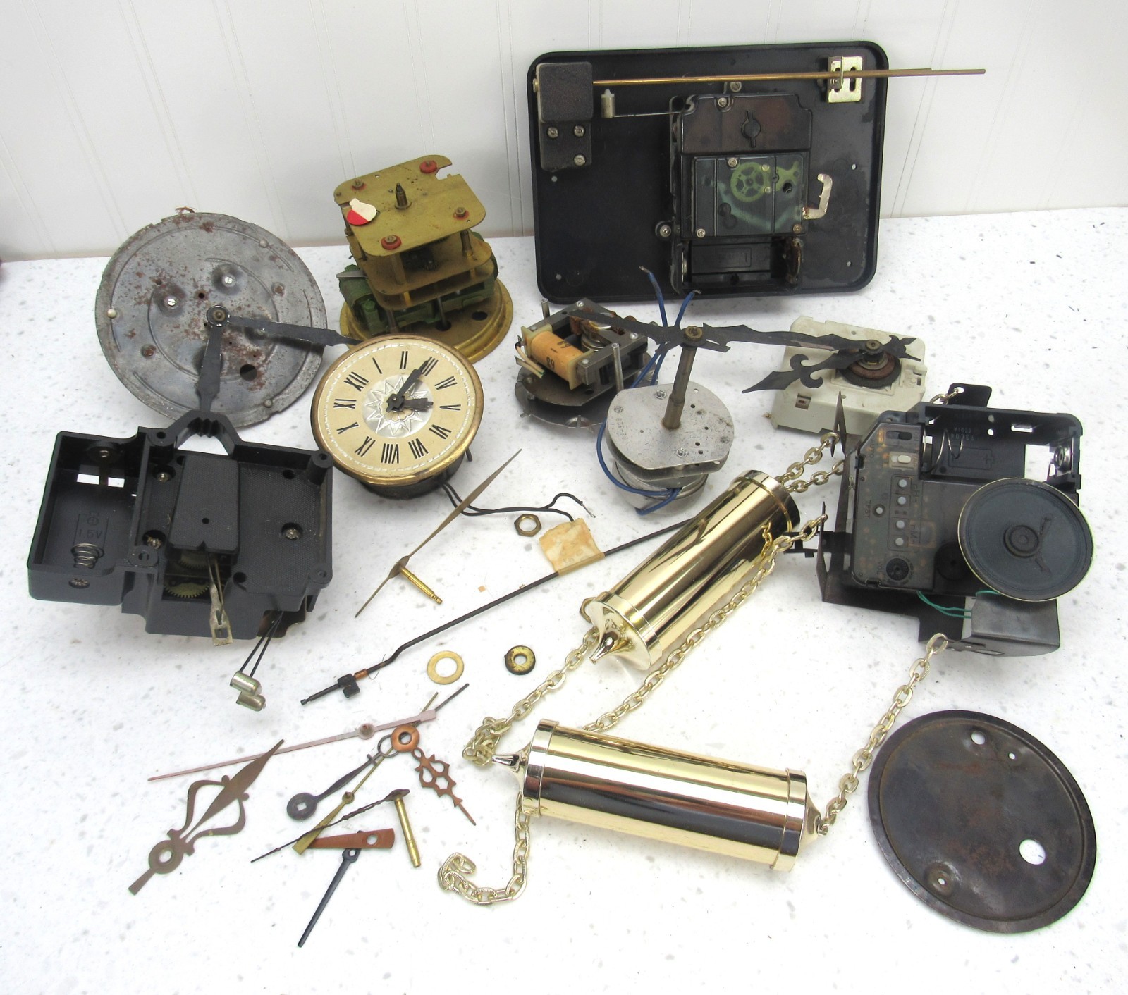 Vintage Clock Parts pendulum hands electric battery movements for parts repairs