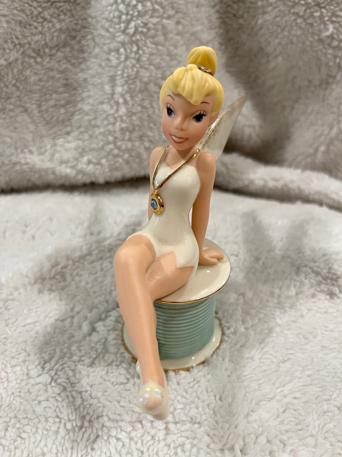 Lenox Disney Pixie Perfection Tinker Bell Thread Spool Figurine In Box
