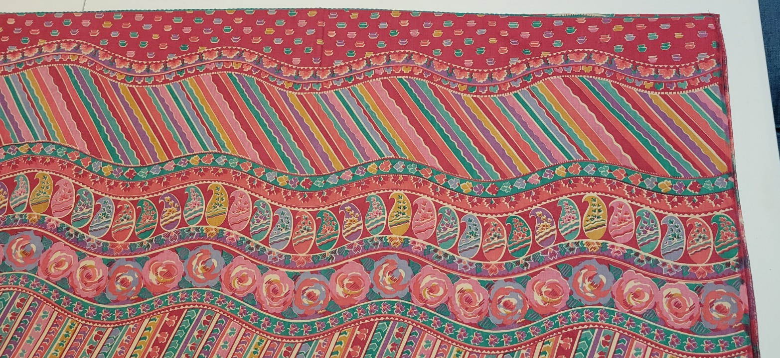 Vintage Collier Campbell “Kashmir” Full Flat Sheet Only Floral Paisley Stripes