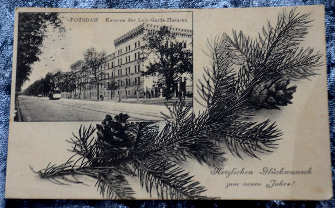 65108 PC Postcard Potsdam Kaserne Der Body Guard Hussars Neujahrswünsche 1913