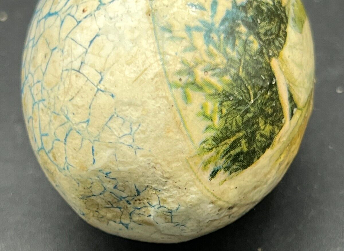 Paper Papier Mache Rock Egg with Victorian Lady Seated