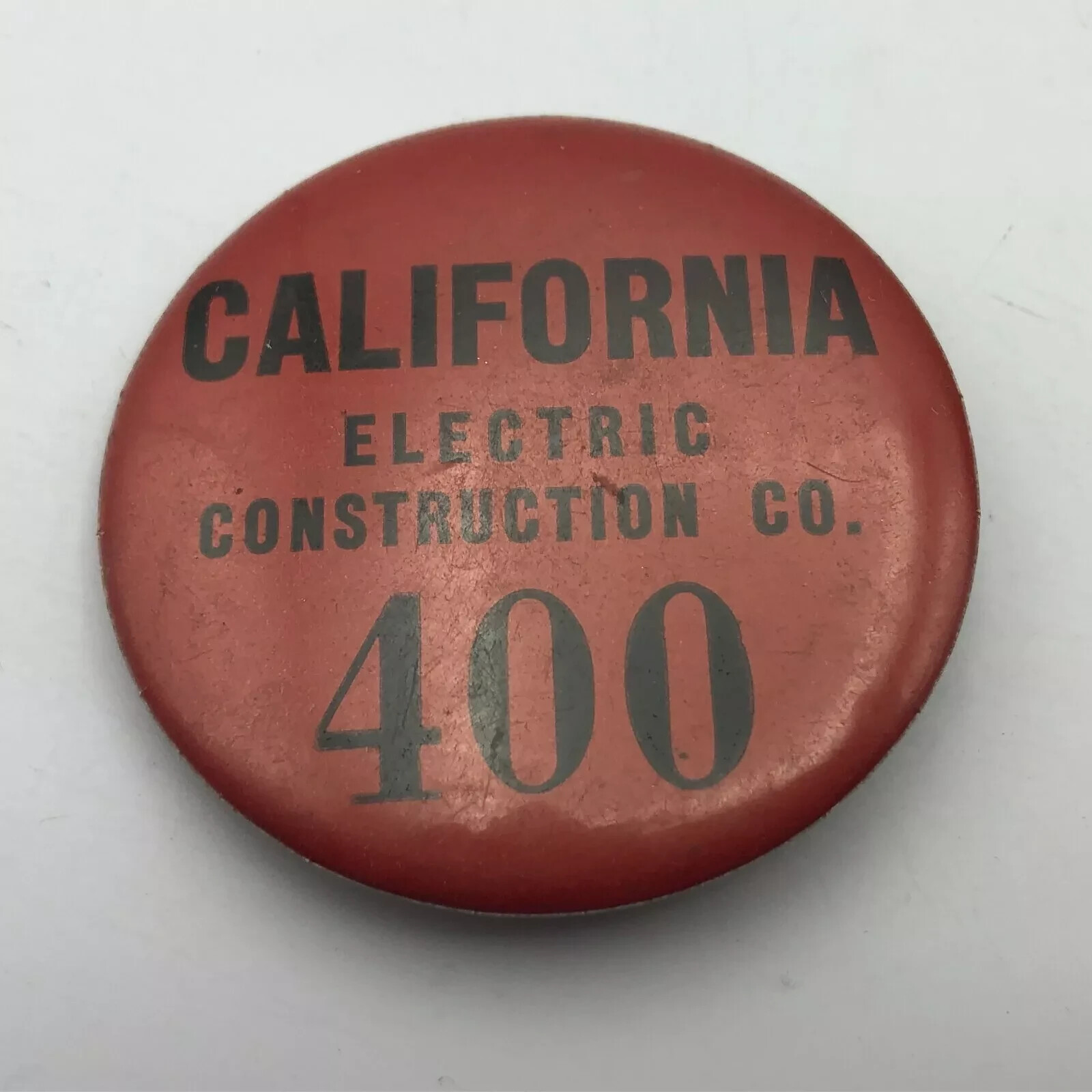 Pinback California Electric Construction Company Employee ID Badge Pin Vintage