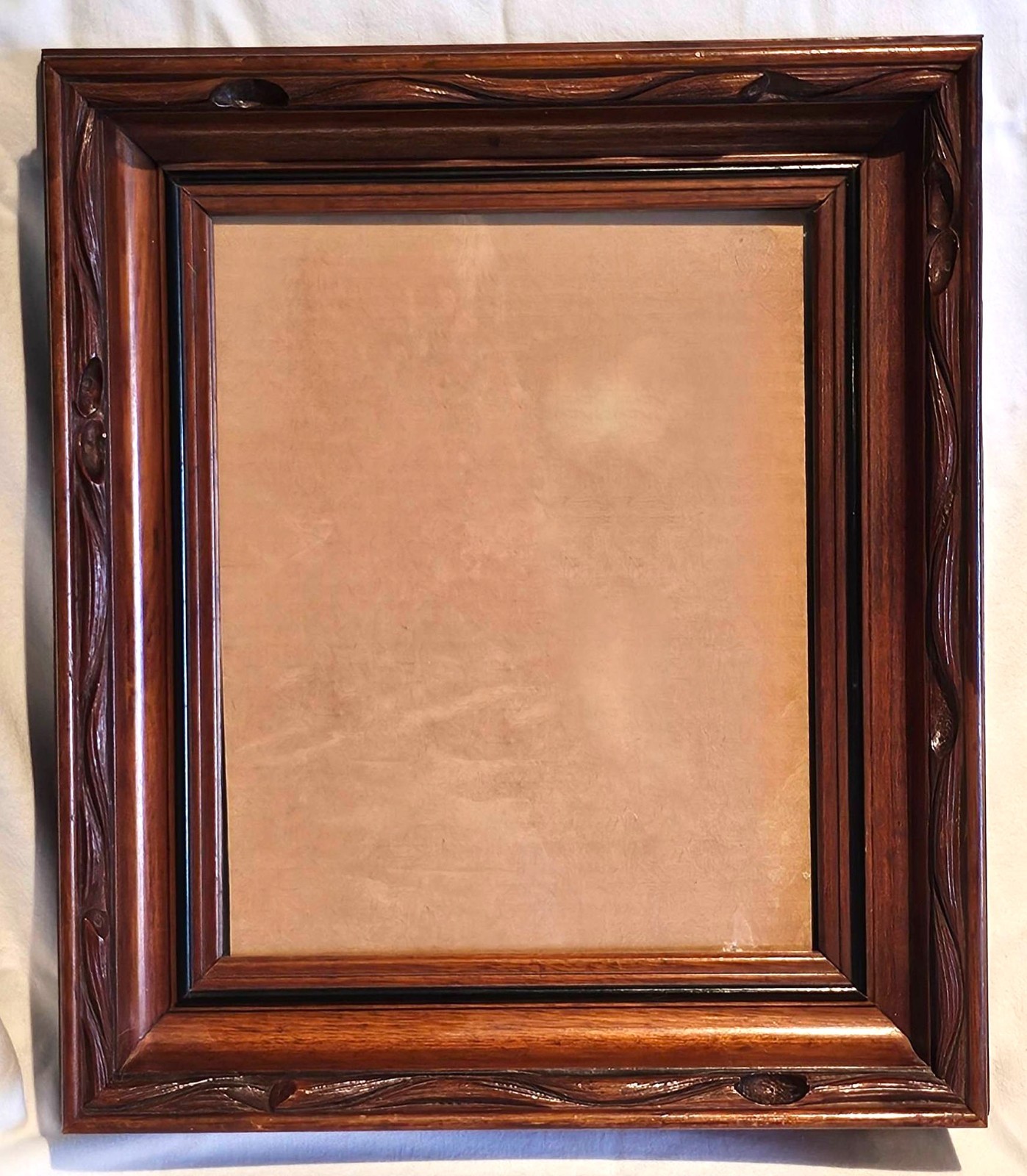 Antique Circa 1840s German Hand Carved Frame No Pegs Dark Wood 14 x 16 Unique