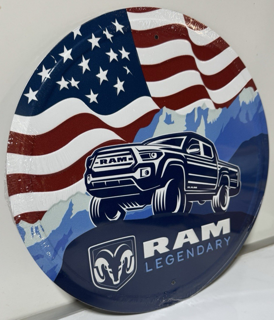RAM Legend Dodge FULLY EMBOSSED ROUND Sign wall decor 11.75 ” inch Made in USA