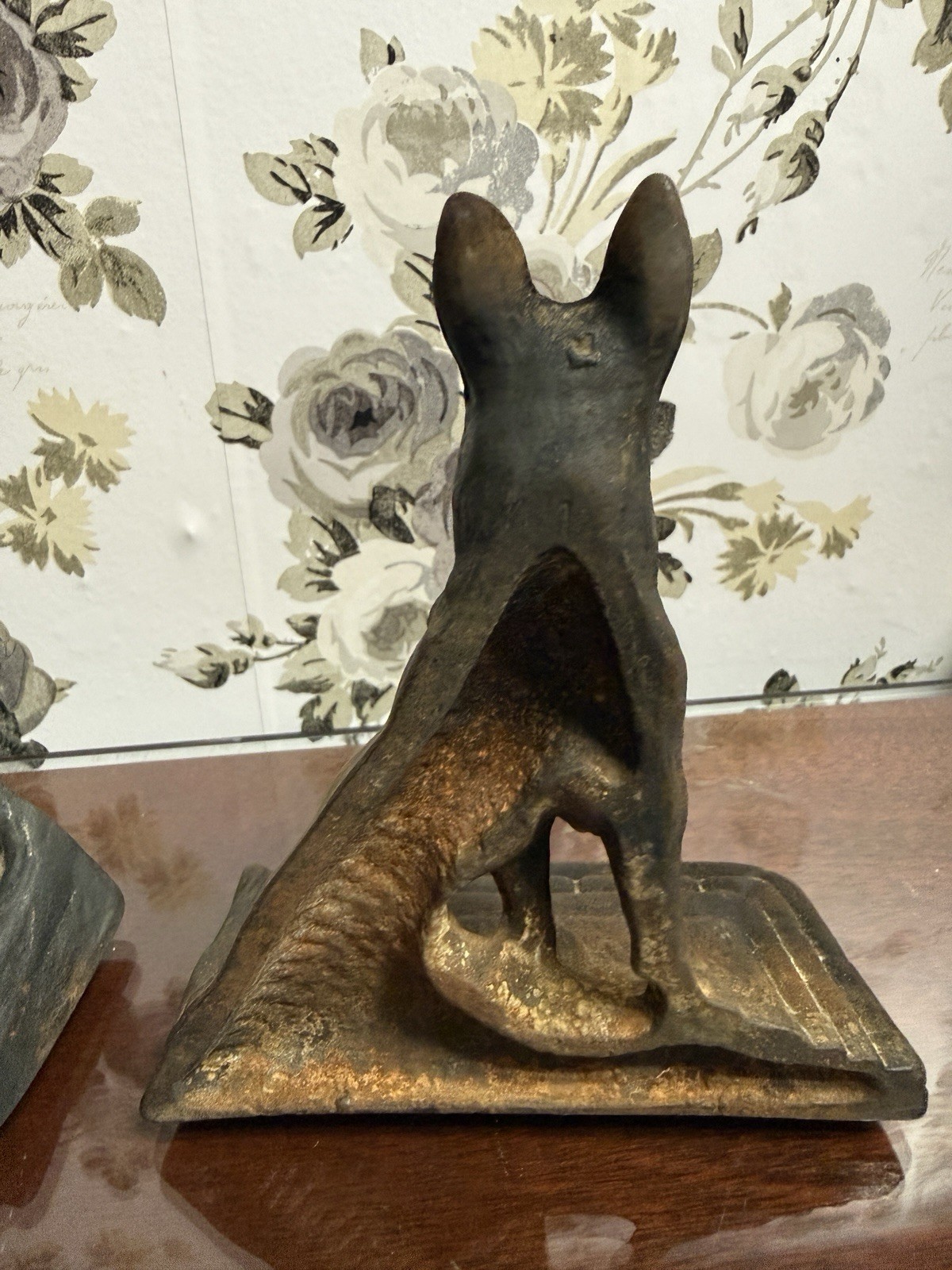 Vintage German Shepherd Book Ends Caste Heavy Metal Coppery Bronze Finish 5.75”
