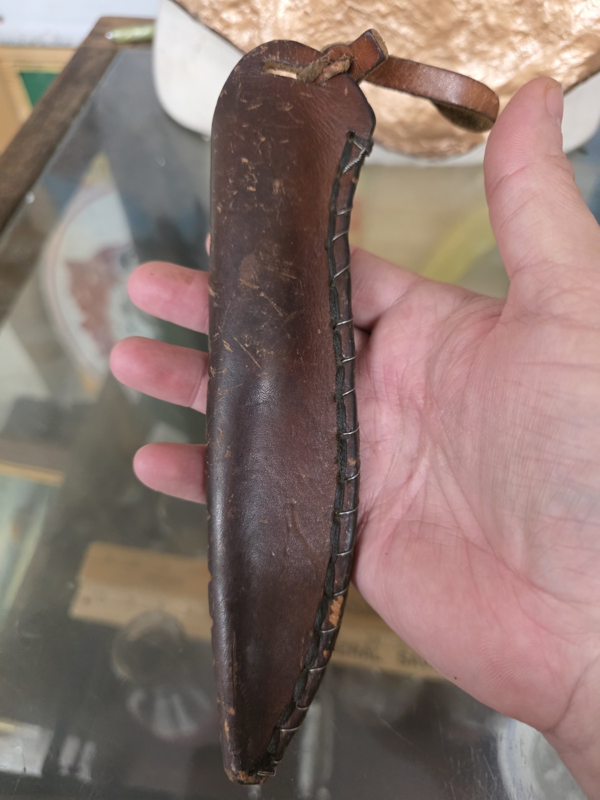 Vintage Grohmann D. H. Russell Belt Knife Wood Handle Sheath