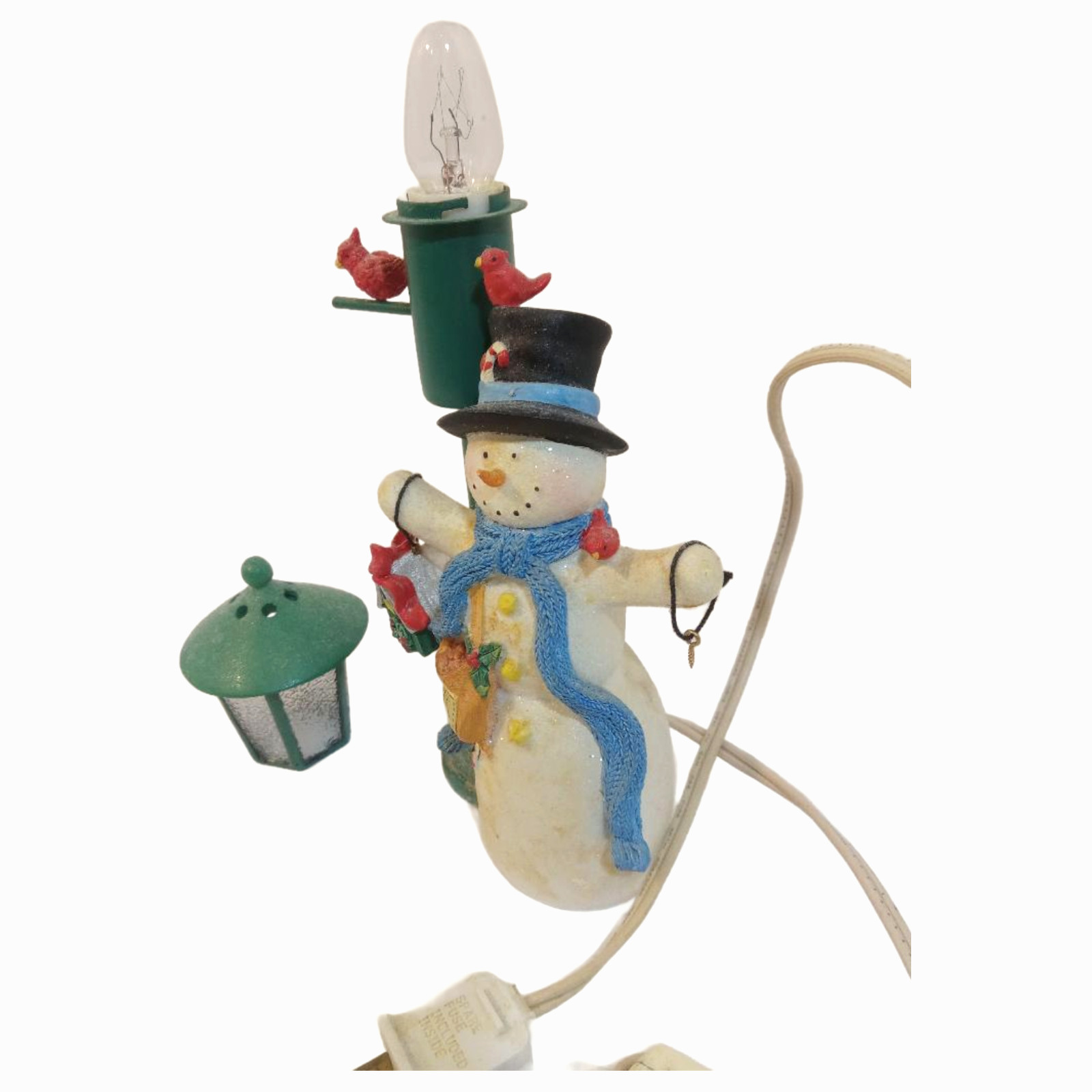 Snowman Lamp White Green Blue Black Red Rotary Switch Bird House Plug In Bulb
