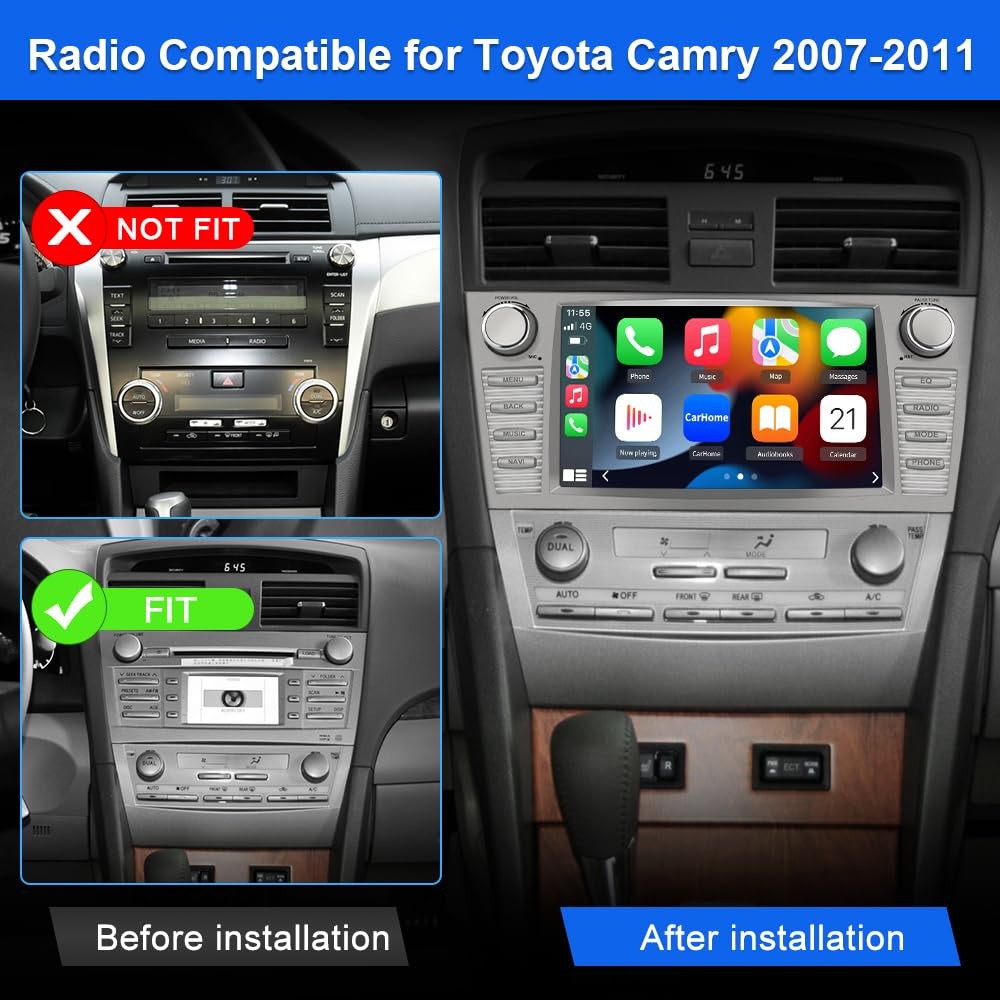 9″ Touchscreen Wireless Carplay & Android Auto Stereo 2007-2011 Toyota Camry