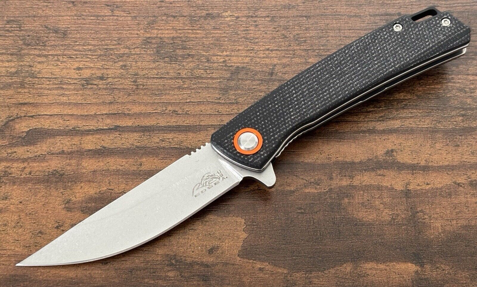 7” Pocket Knife High Quality D2 Steel Ball Bearing Micarta Handle Black Smooth