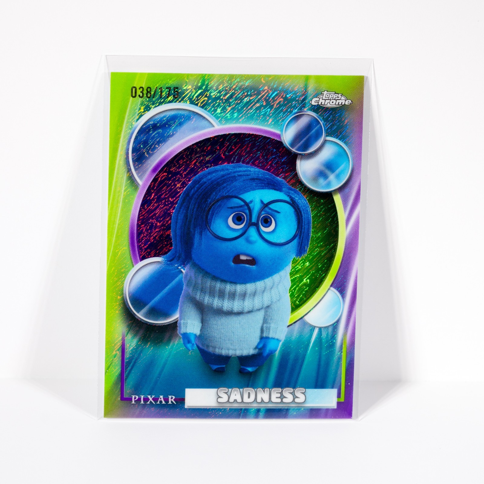SADNESS #172 Inside Out 2026 Topps Chrome Disney Purple Green Shimmer 038/175