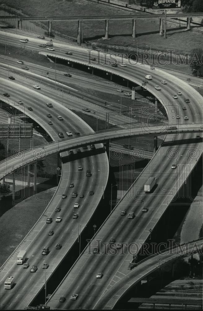 1984 Press Photo Texas-Aerial View of Freeway System in Houston – mja66931