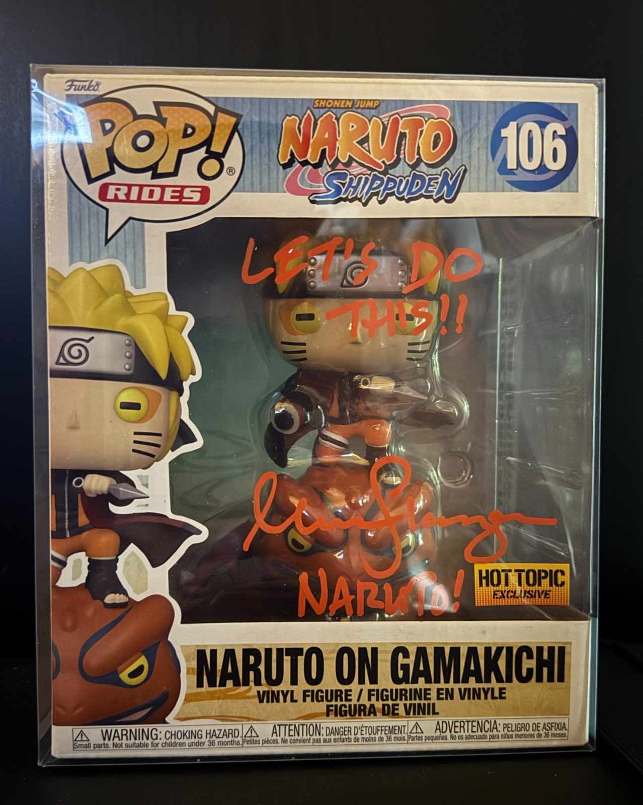 Funko Pop! Naruto on Gamakichi Hot Topic 106 Signed Autograph Quote w/ Protector