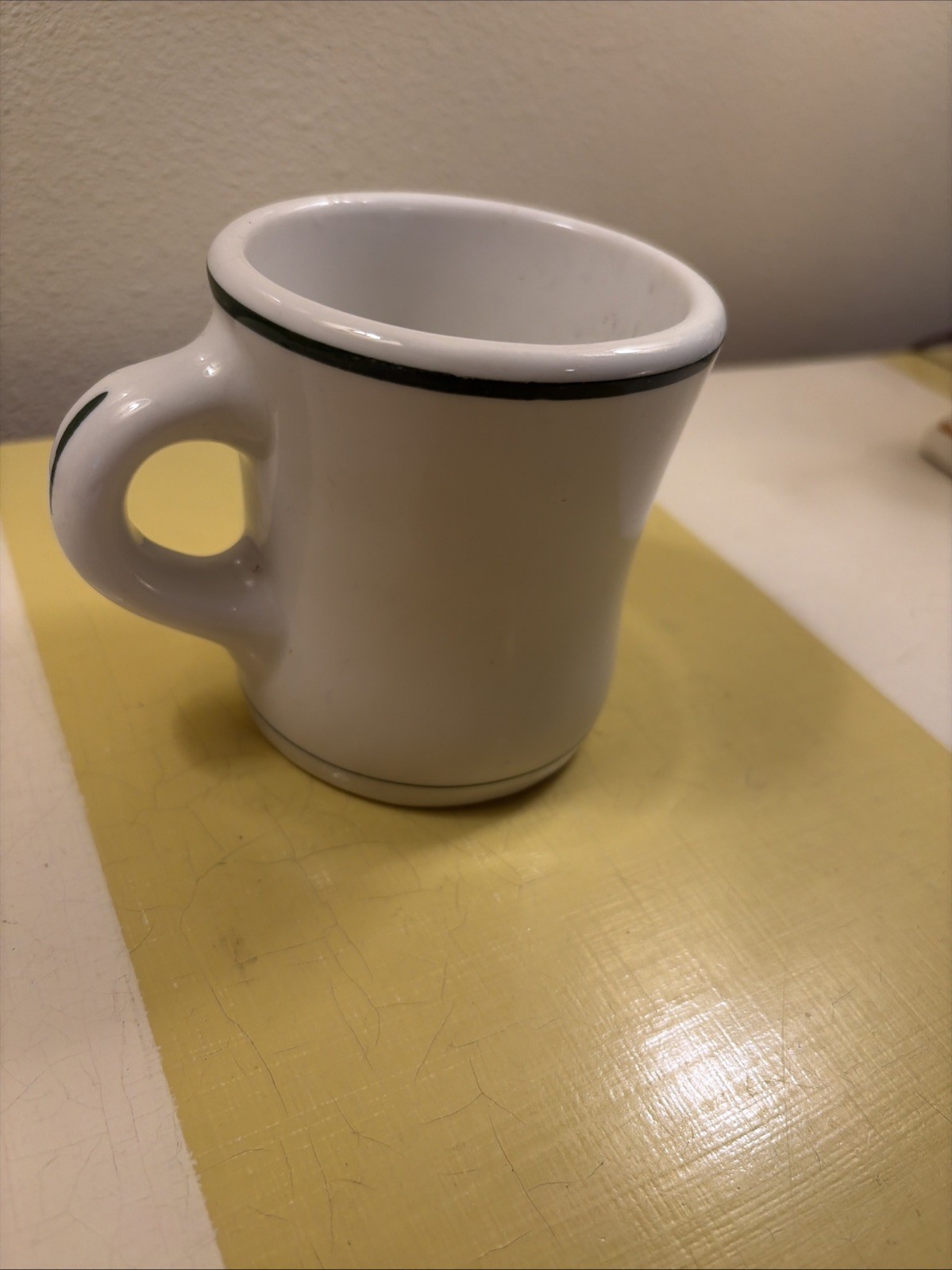 McNicol Restaurant ware vintage coffee cup mug, green stripes USA Off White 8 oz