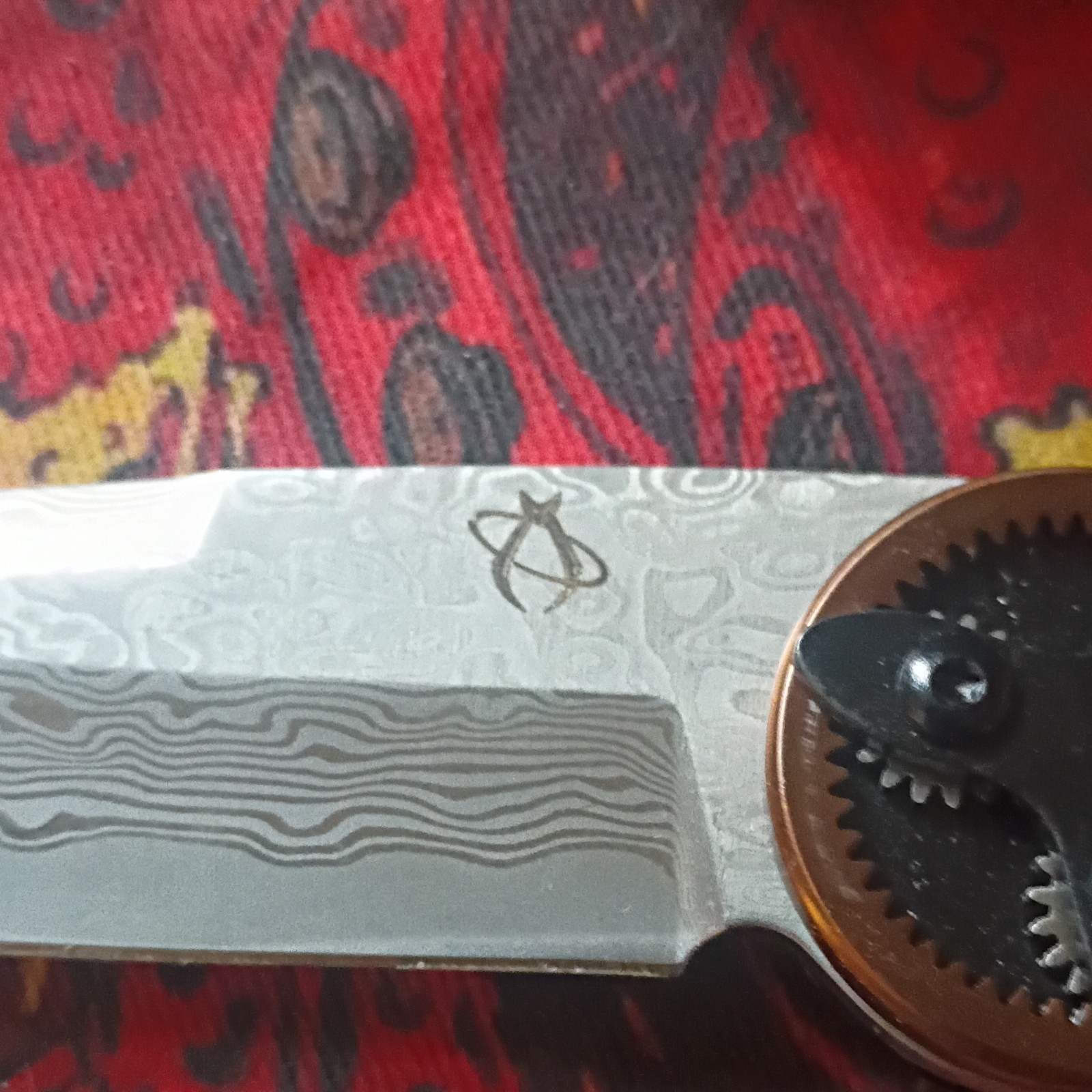 Mantis Gearhead Damascus Tanto Plain Liner Lock Manual Pocketknife Black Clip