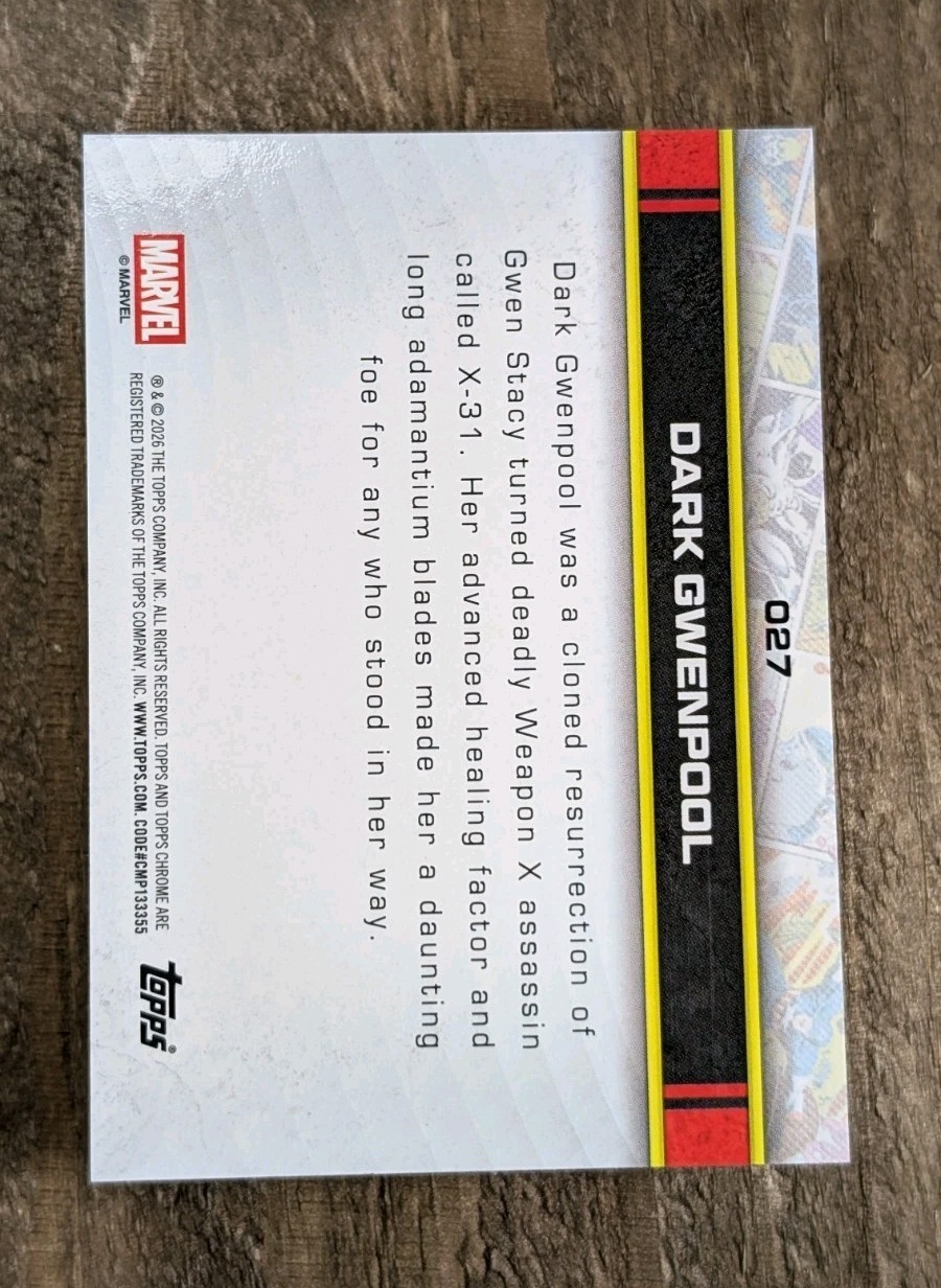2026 Topps Chrome Marvel Comics #027 Dark Gwenpool RED 4/5