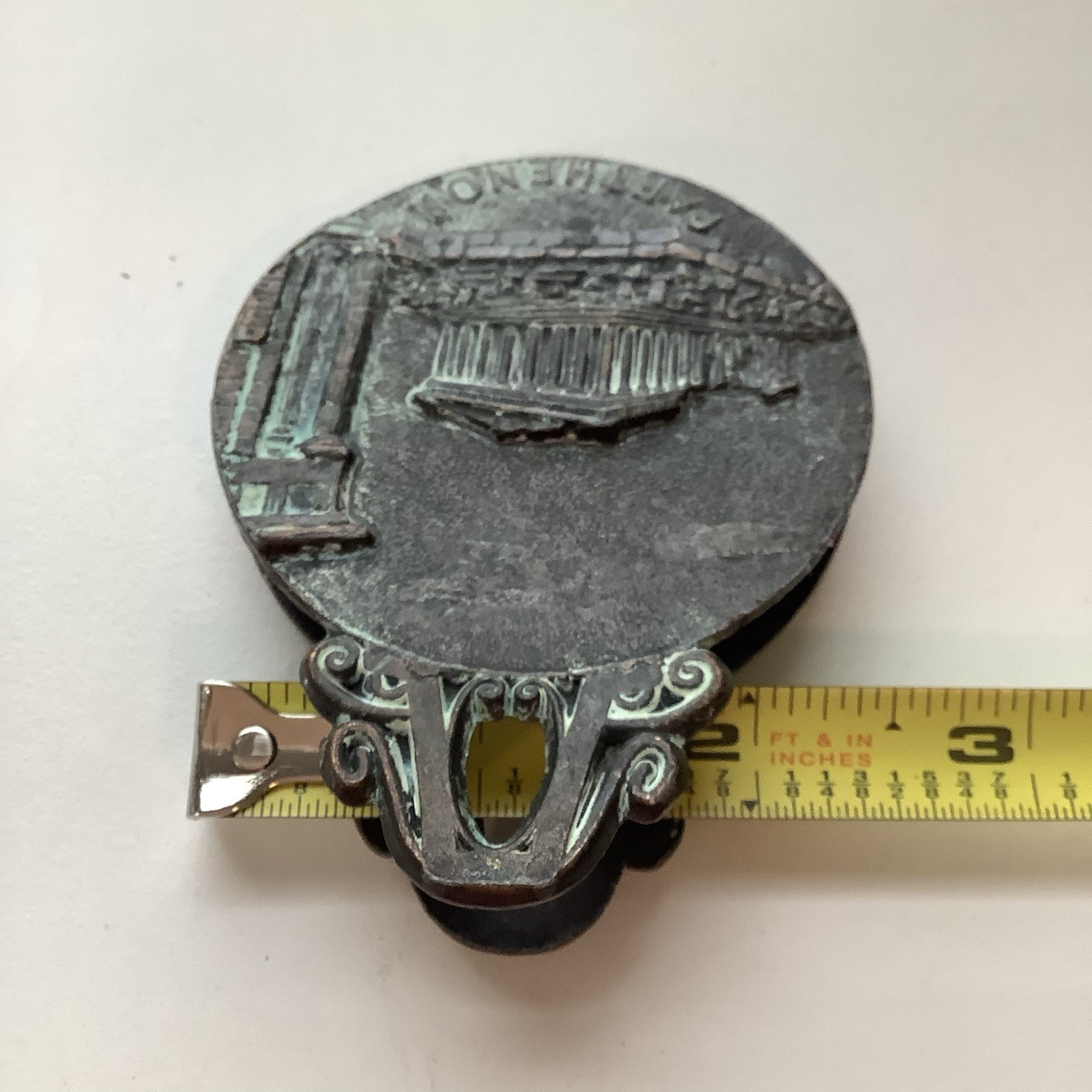 Copper/Bronze Greece Spring Clip with Athena Owl Parthenon Greek Vintage