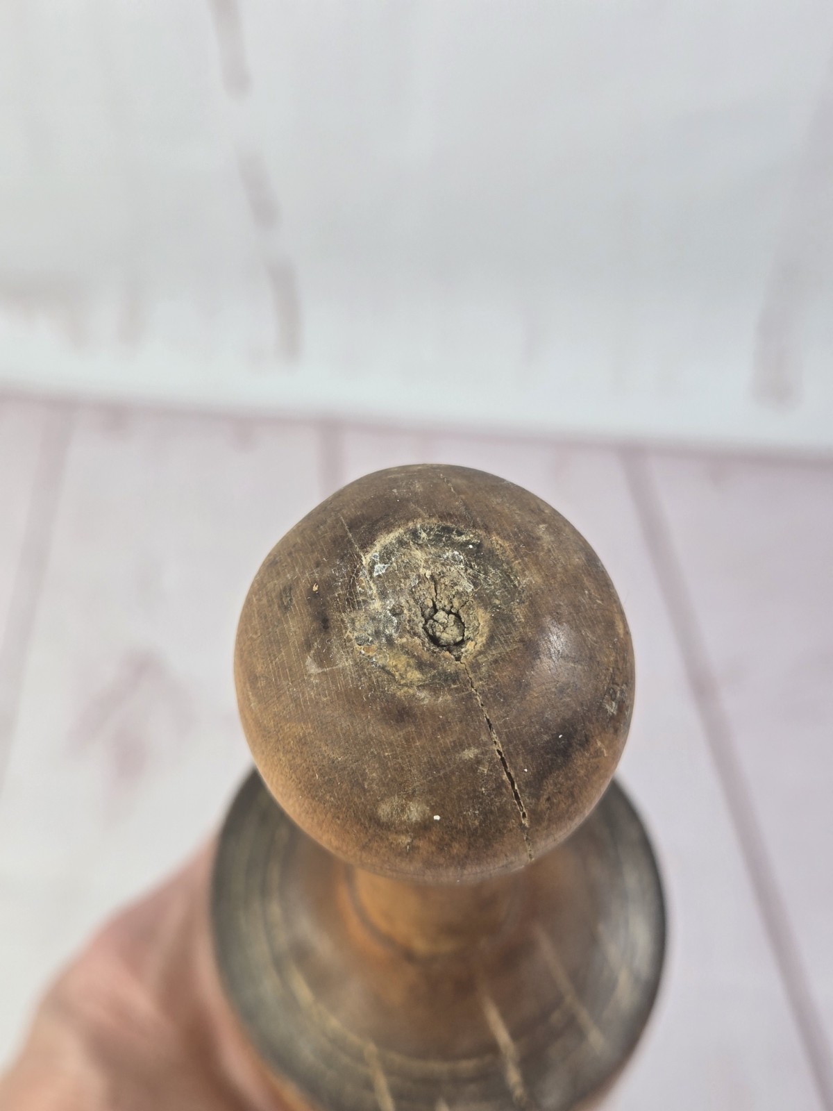 Antique Rolling Pin Turned Wood 1 Piece Rustic Patina 19.5″ L Primitive Ball End