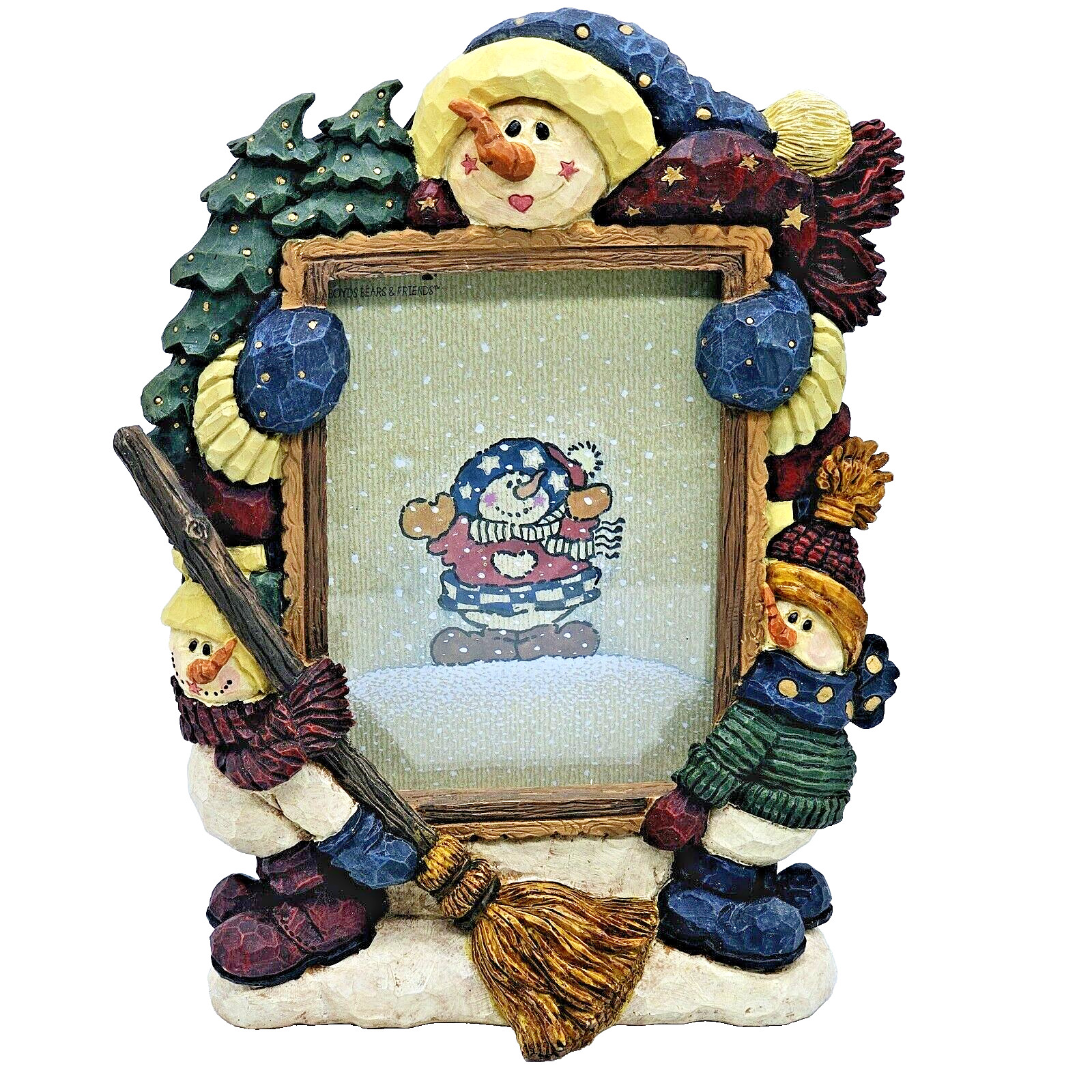 1998 Boyds Carvers Choice Barnabys Snow Sweep Services Picture Frame 1E/750