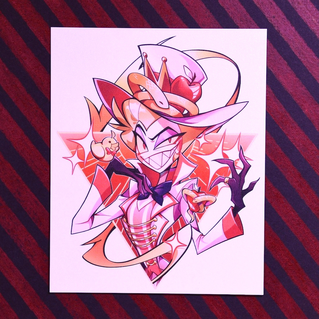 LUCIFER Morningstar Glitter-Finish Mini Prints – Hazbin Hotel – Fan Artist Made
