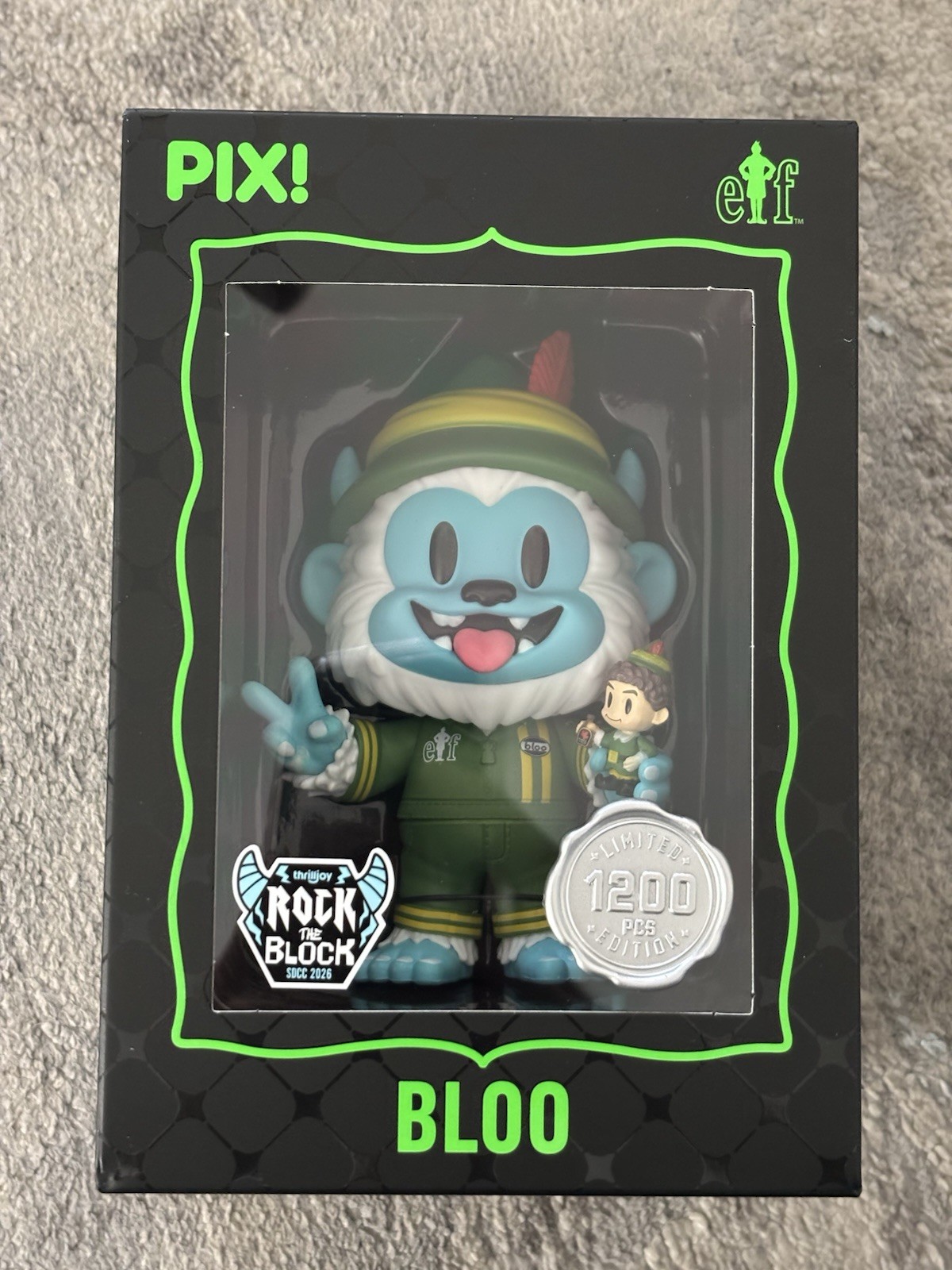 Thrilljoy PIX! Bloo Buddy The Elf 1200 PCS LE Rock The Block SDCC 2026 HERO