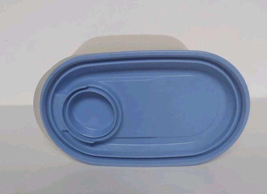 Tupperware Slim Line Pitcher 1 Qt #2189 Blue Lid Flip Top Pour Spout Vintage