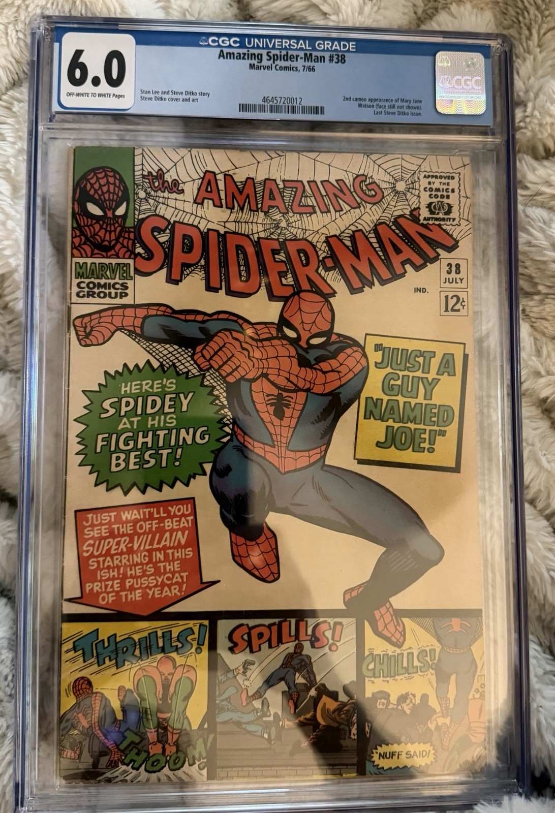 Amazing Spider-man #38 Marvell Comics 1966 Off White To White Pages Cgc 6.0