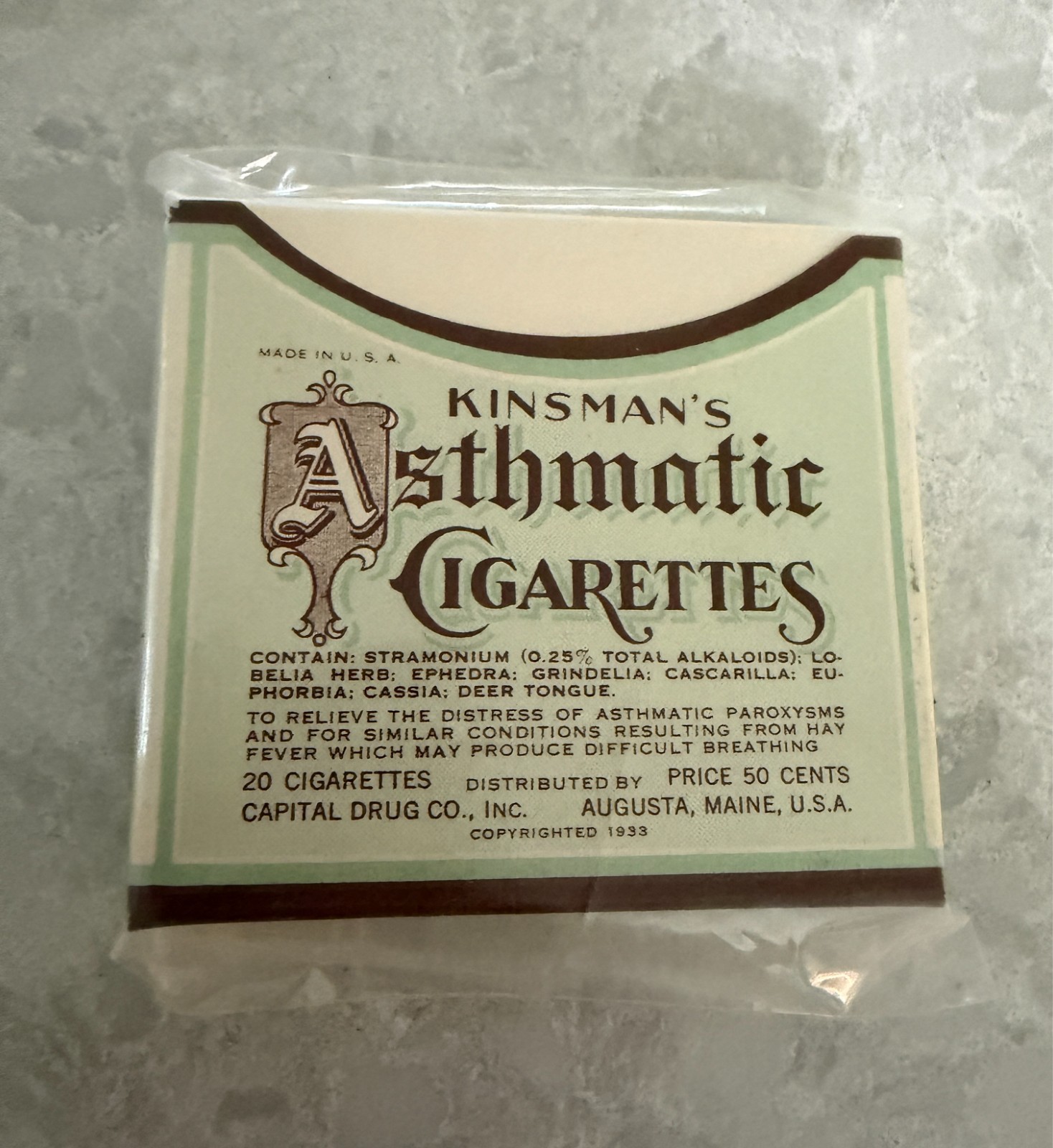 KINSMAN’s Asthmatic Cigarettes Empty Box – Excellent Condition!