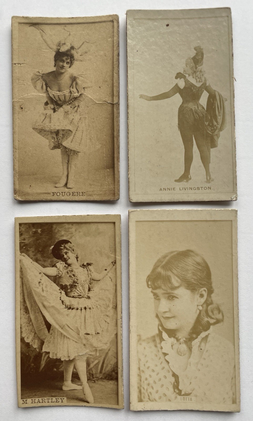 1890 N245 SWEET CAPORAL Actor & Actress Tobacco Cards – Lot x four (4) Different