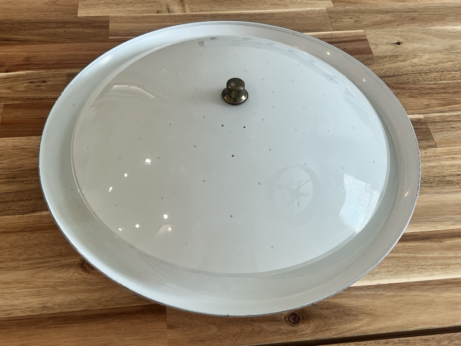 MCM Glass Plate Ceiling Light | UFO Saucer Pendant Light | Atomic Mid Century