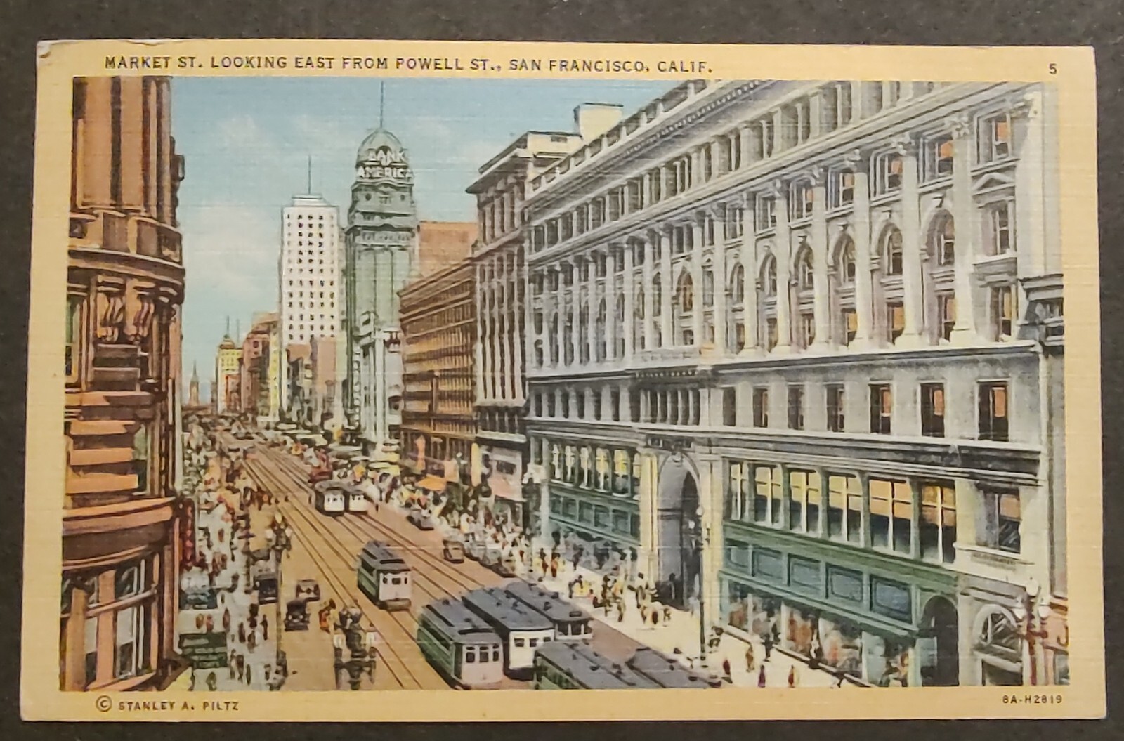 USA #931 Roosevelt 2¢ Stamp, Market St Looking E From Powell St S. F. Postcard