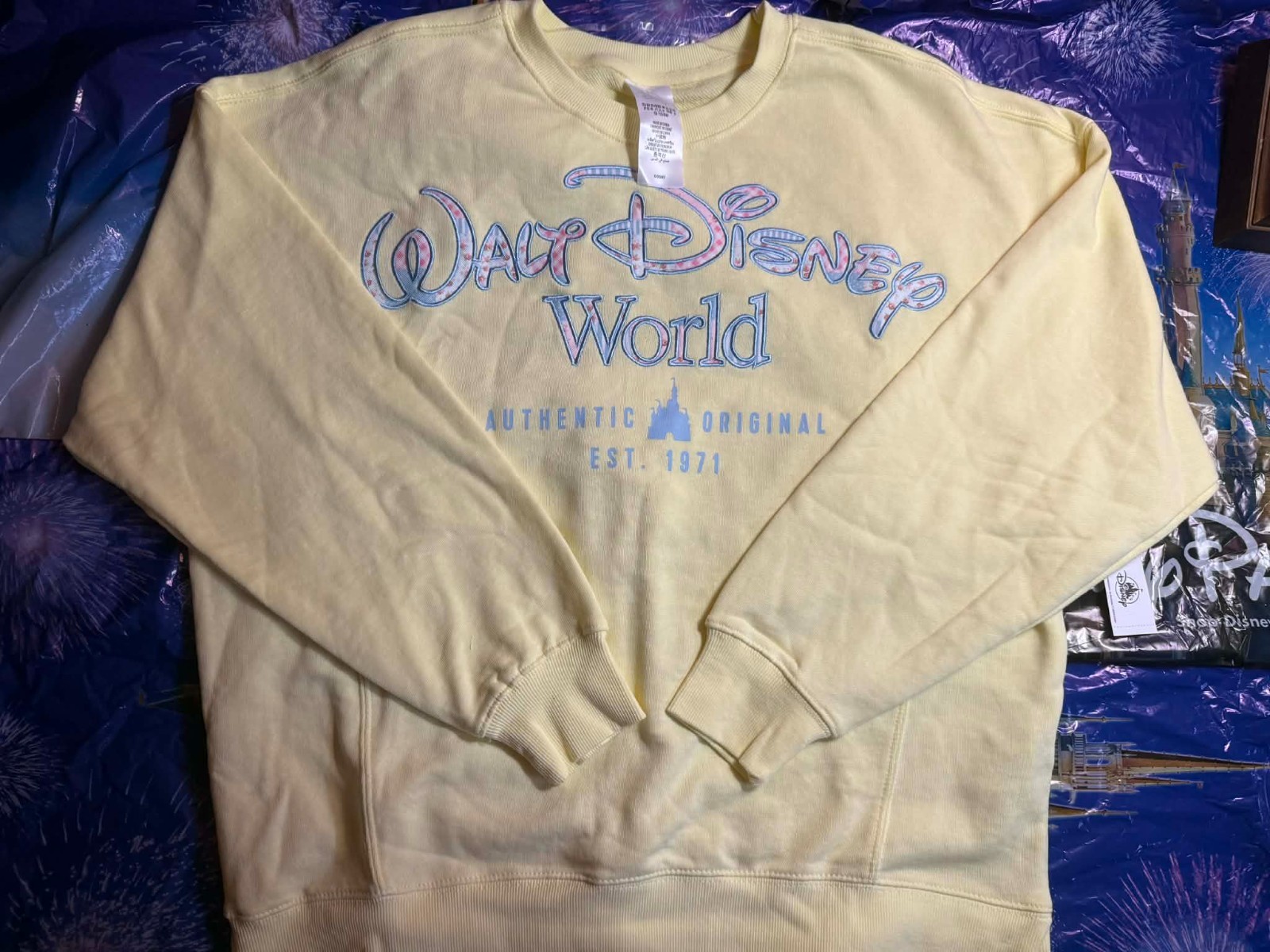 2026 Walt Disney World WDW Parks Butter Yellow Floral Sweatshirt Pullover Adult