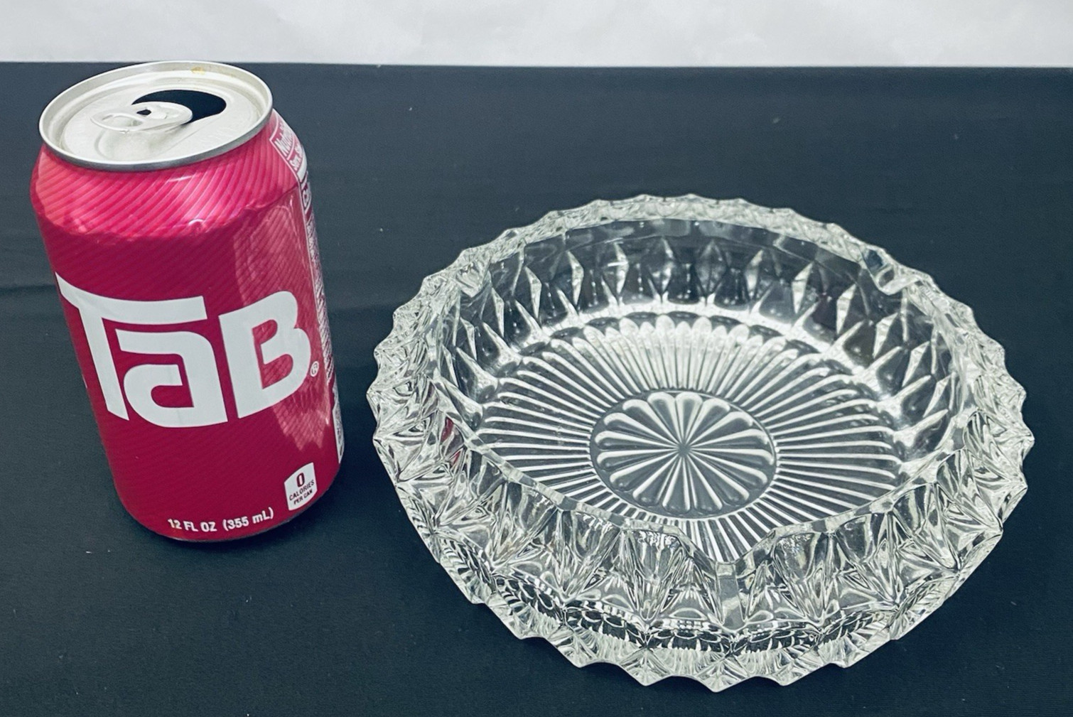 Vintage Glass Ashtray for Indoor and Outdoor Use 7.5″ diameter 2″ tall Excellent