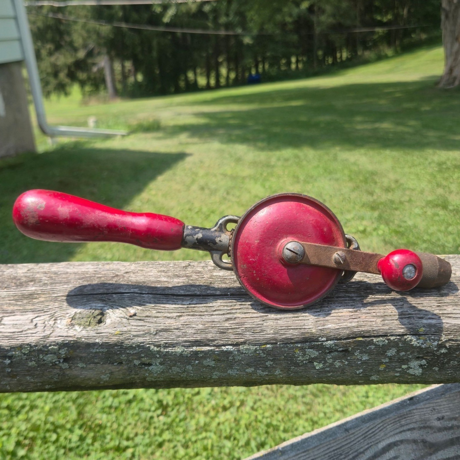 Vintage Millers Falls No 77A Eggbeater Hand Drill Red Wooden Handle USA Tool