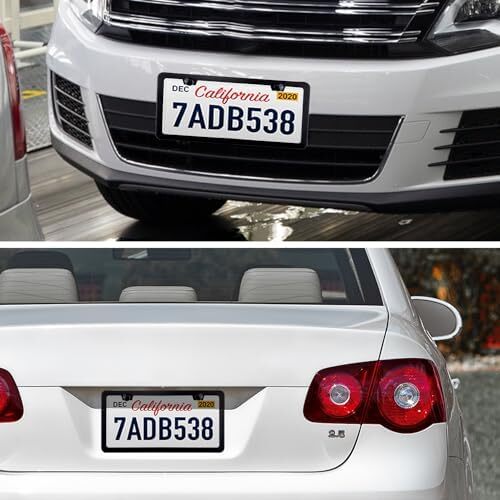2PCS License Plate Frames Black Rustproof Stainless Steel License Plate Hold