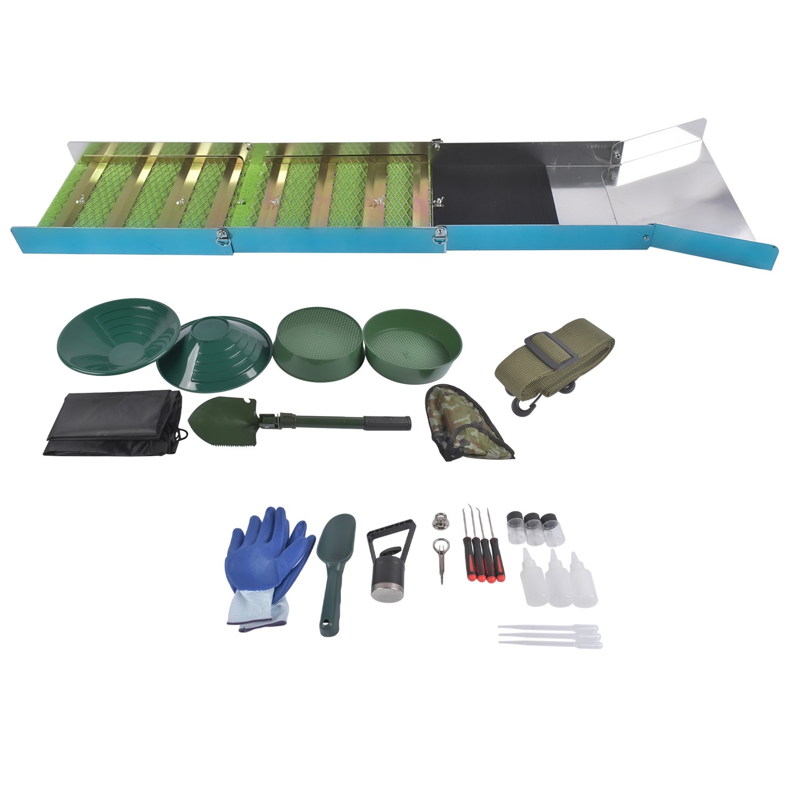 Hand Powered Gold Panning Kit With Sluice Box 50″ Silver Gold Panning Kit