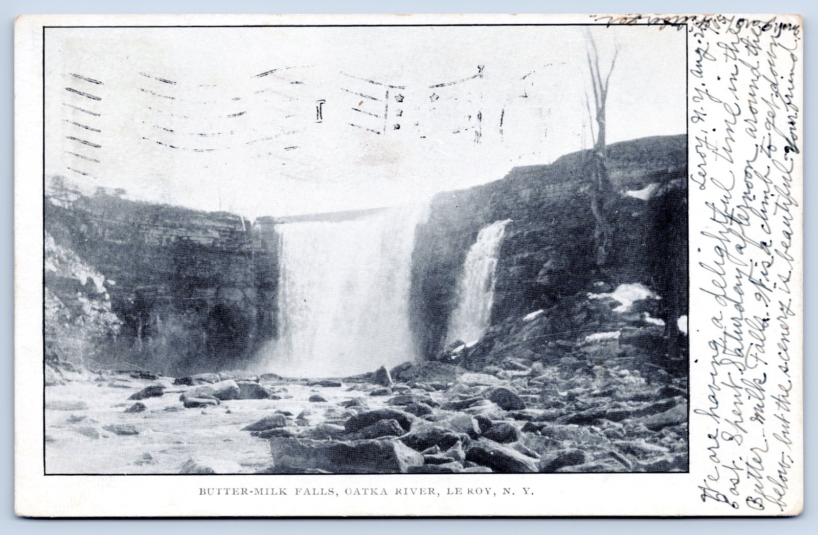 Le Roy New York Butter Milk Falls Oatka River 1905 Postcard