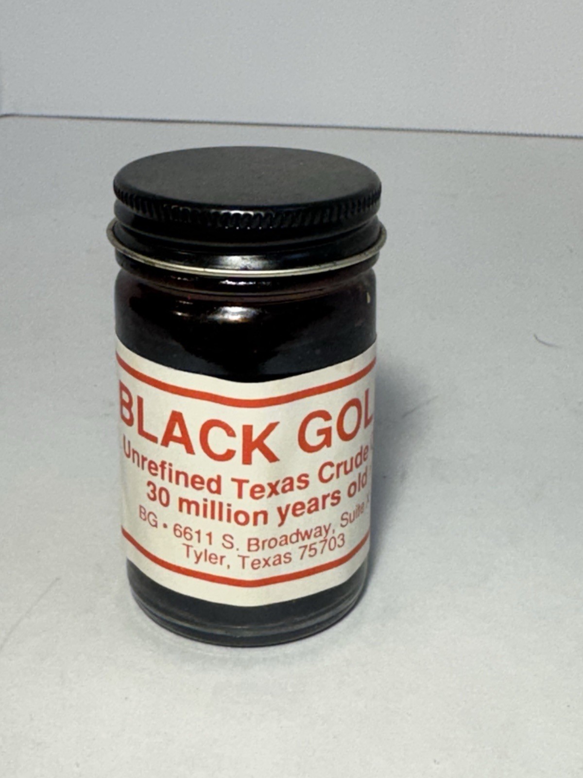 Black Gold Unrefined East Texas Crude Oil Sample Bottle Vintage Oilfield