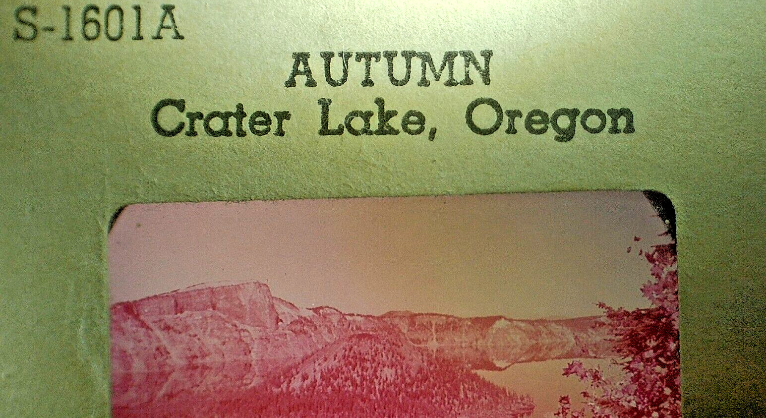 COLOR SLIDES-“S-1601A- AUTUMN- CRATER LAKE , OREGON.–“1955-1965”–PRE-OWNED