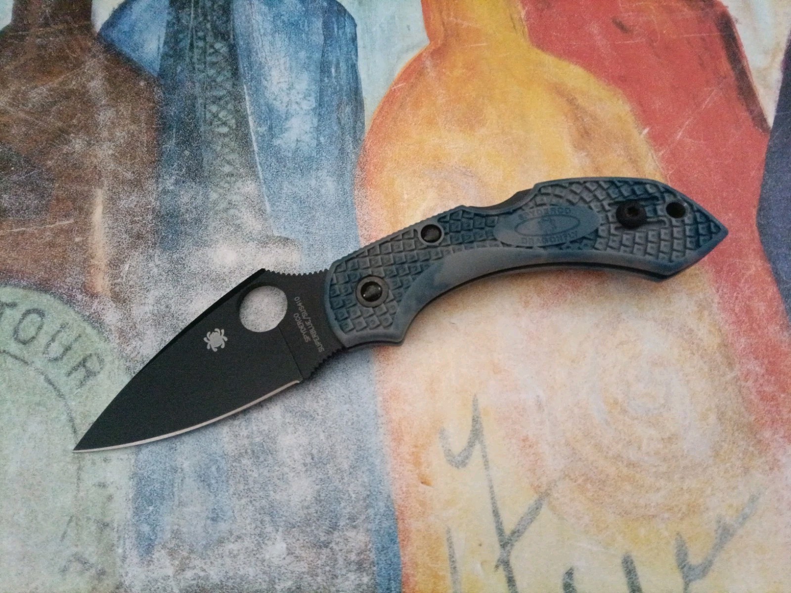 Spyderco Dragonfly 2, Black Super Blue/SUS41 Plain Blade, Gray/Blue Zome Handle