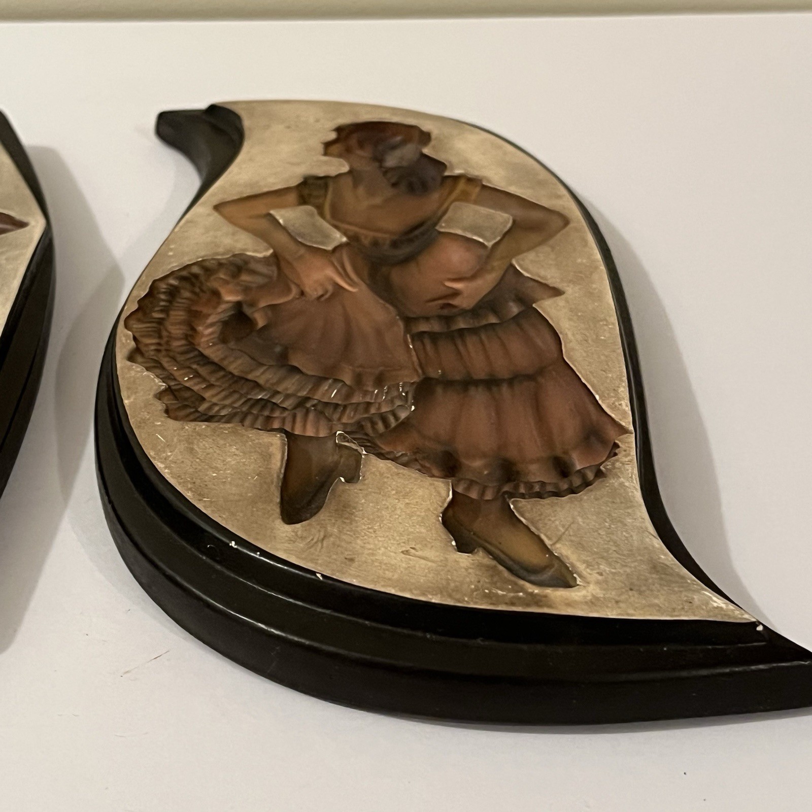 MCM Plaster Chalkware Flamenco Dancer 3D Plaques Vtg Gandy Creation Moody Kitsch
