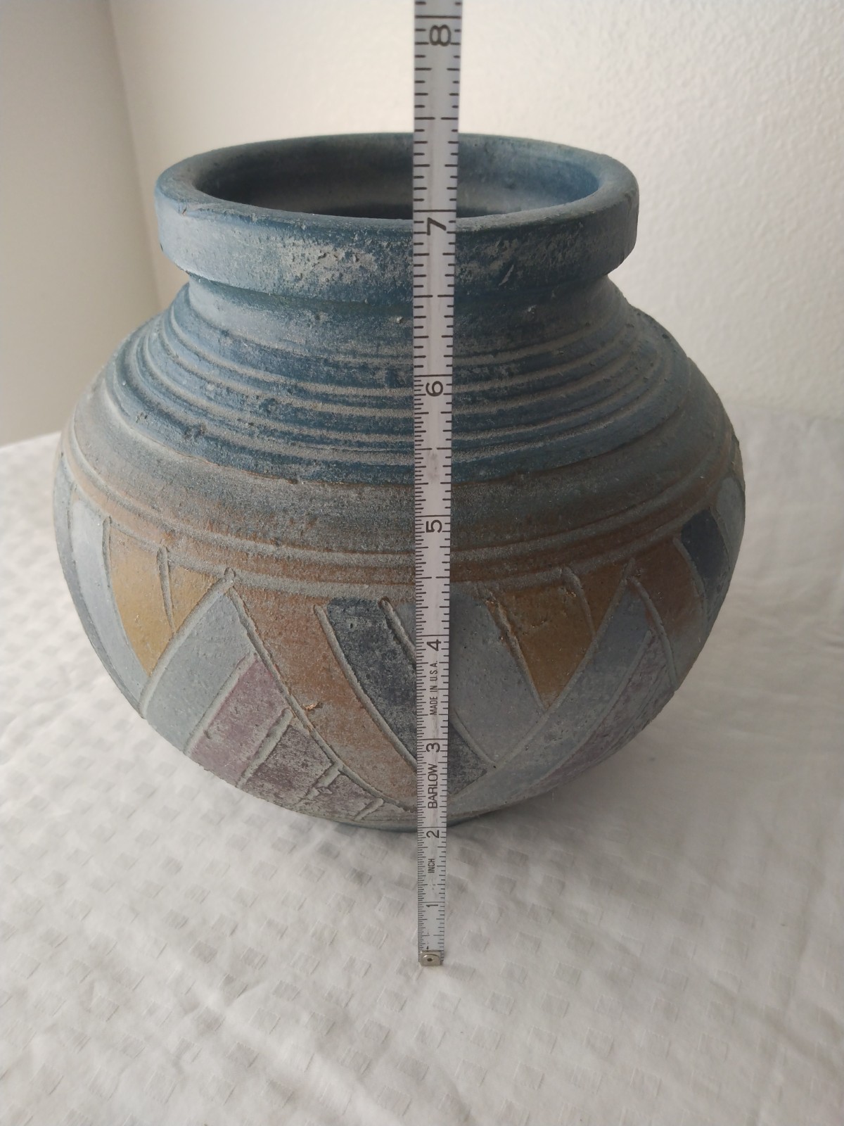 Vintage Handmade Rustic Native American Southwest Pottery Vase Planter 7′ Tall